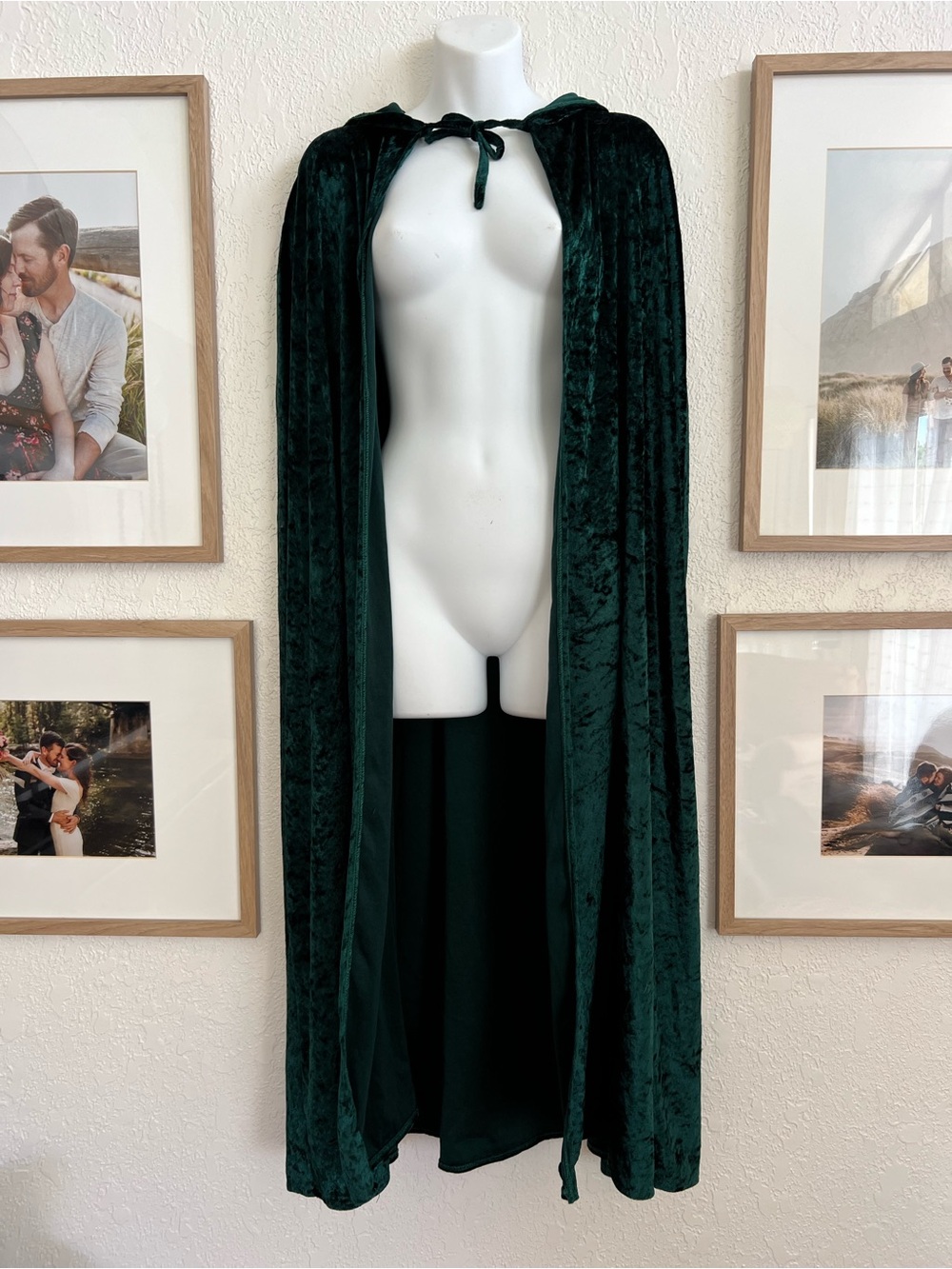 Velvet Hooded Cloak in Deep Emerald Green
